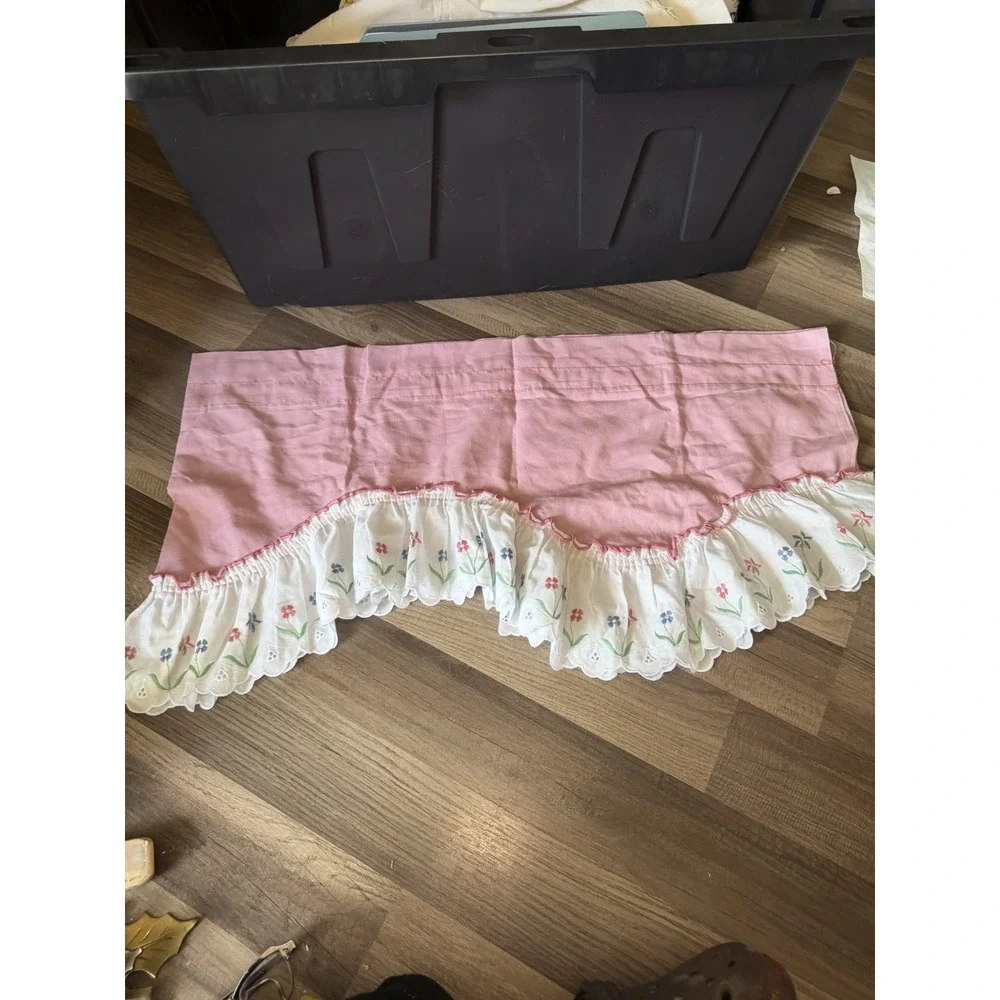 Vintage Country Kitchen Bathroom Curtain Valance Ruffle Farmhouse Pink 62